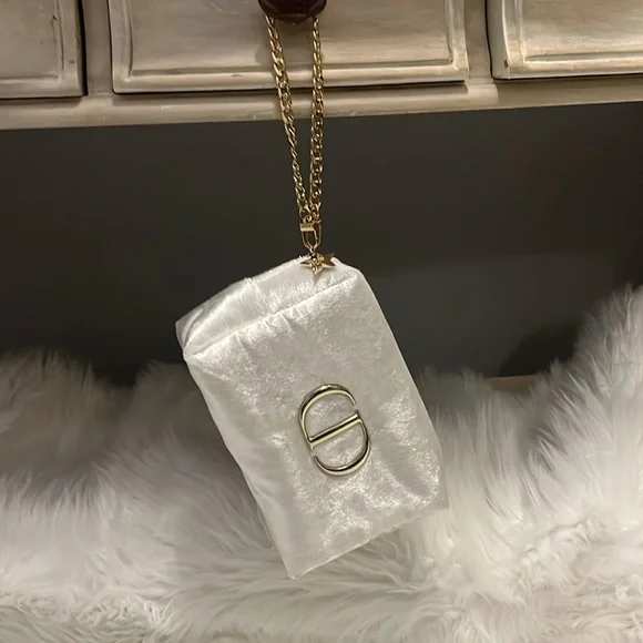 Dior Mini Bag in Silver with Gold Chain - Picture 6 of 7